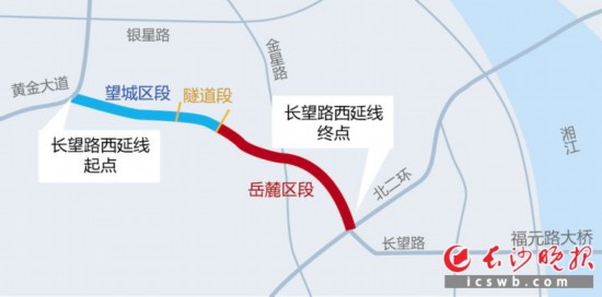 长望路西延线望城区段年底建成通车